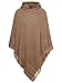 Slivexy Women's Fringed Hem Funnel Neck Tassel Hooded Sweater Poncho