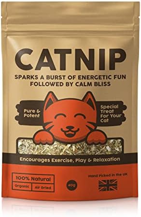 100% Natural Catnip | Encourages Exercise & Relaxation | Pure & Potent | 100% Natural, Organic & Air Dried | Cat Nip Cat Treat 40g