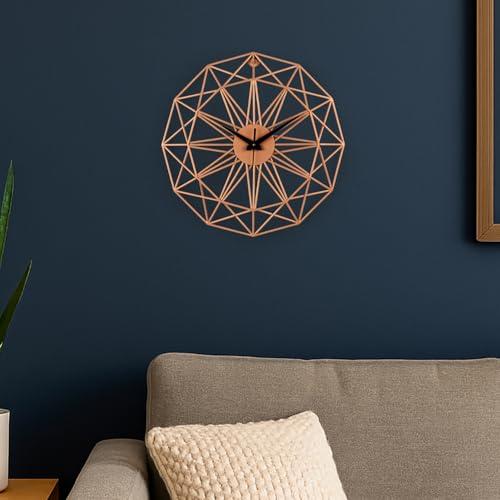 Image of Wakefit Metal Analog Wall Clock Big | 20 Inch | Laser Cut Abstract Home Decor & Gifting Option | for Living Room Study Bedroom & Office Decor | Cirqlo Metal Wall Clock 500 MM Peach