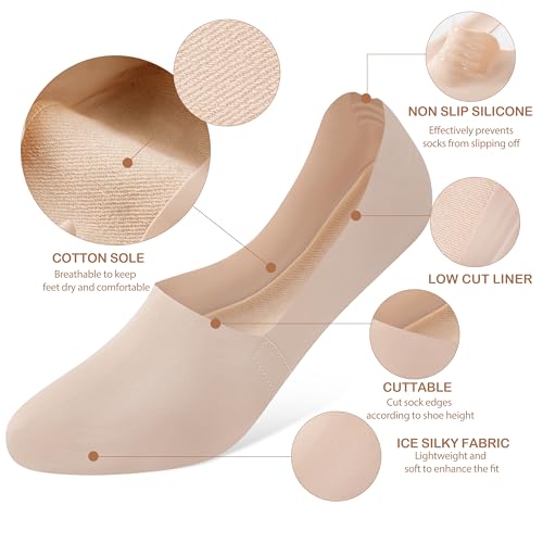 No Show Socks Women: 6 Pairs Silky Low Cut Socks for Flats Loafers2