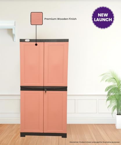 Image of Prima Viva-2 Plastic Storage Cabinet (Medium H 4 Ft x W 2 Ft x D 1.6 Ft) | 4 Compartments Multipurpose Organizer for Home & Office | Strong, Stylish & Spacious Cupboard for Clothes & Essentials