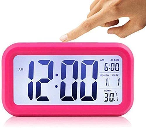 Image of Jamboree!!! Multi-Function Digital Alarm Clock with Temperature, Date, Alarm & Snooze, LED Desk Clock for Home & Office (Pink)