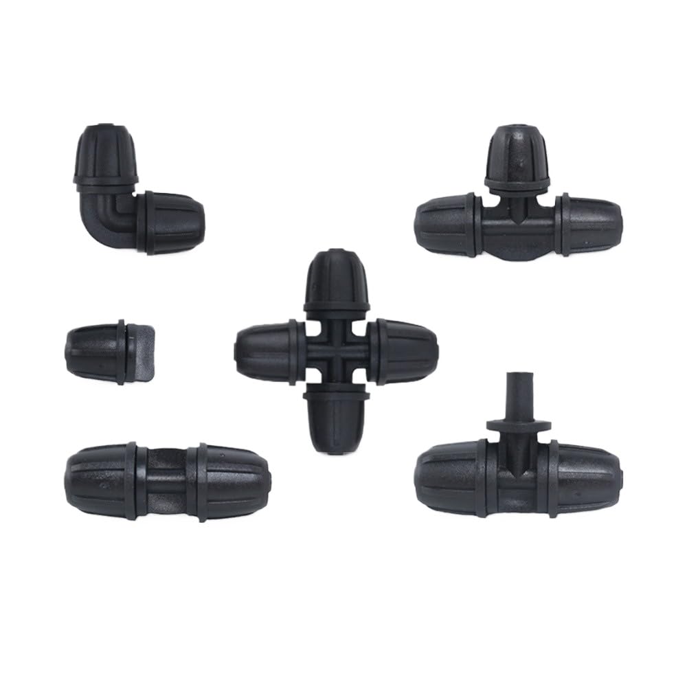 4/7 mm-1/4 cala rurka zablokowana kolczasta trójnik, łokieć, krzyż, złącza łączące, zestaw do automatycznego nawadniania z częściami do nawadniania kropelkowego i złączami do rur 1/4 cala (krzyż 1/4,