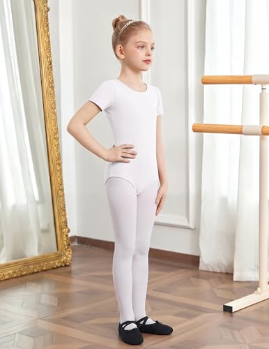 Image of Zaclotre Girls Gymnastics Leotards Crisscross Back Ballet Dance Outfits | Team Basic Leotard,Classic Short Sleeve,Hollow Back,High Stretch,Perfect Fit,Soft Cotton,Breathable,Ballerina Costume