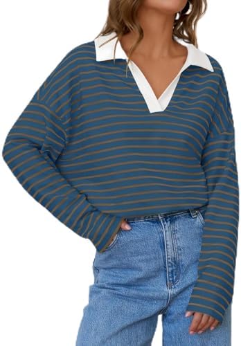 Women's Winter Striped Oversized Hoodies Sweatshirts Pullover Clothes, Cowl Neck Long Sleeve Tunic Comfy Tops