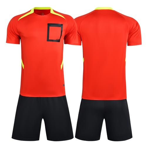 Soccer Referee Uniform, All Ages Fit! Breathable & Quick - Dry for Adults & Children (Red, L)