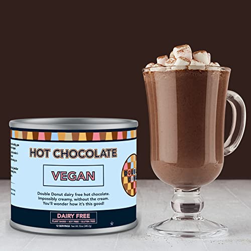 Double Donut Coffee Dairy Free Hot Chocolate Mix, Non Dairy Instant Vegan Hot Chocolate Mix, 12 Ounce