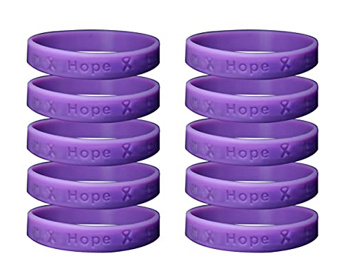 Silicone Bracelet â€“Purple Silicone Bracelets/Wristbands for Alzheimerâ€™s, Domestic Violence, Epilepsy, Pancreatic Cancer, Lupus, Crohnâ€™s Disease Awareness, Fundraising & Gift Giving - Perfect for Men and Women (Pack of 10)