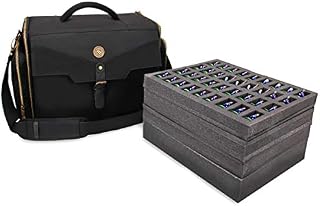 ENHANCE Portable Miniature Figure Storage and Carrying Case, 4 Foam Layers fits 108 Infantry Minis and Pick and Pluck - Book Sleeve and 2 Accessory Pockets for Measuring Tape, Dice and More