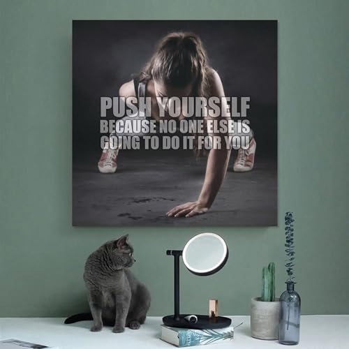 Poster citation Push Yourself déco murale salon 40x40 cm