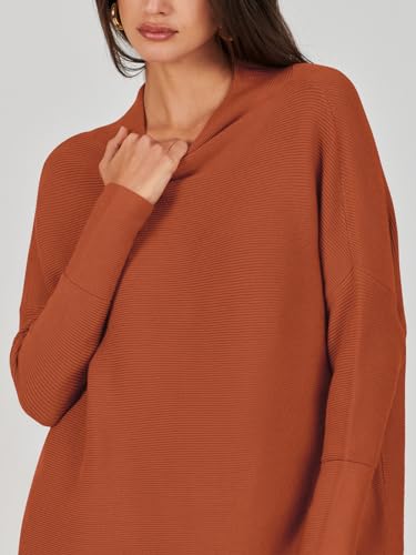 Anrabess Women Oversized Casual Loose Turtleneck Long Sleeve Slouchy Baggy Knit Tunic Sweaters Pullover 2024 Fall Outfits Rust X-Large thumb #5