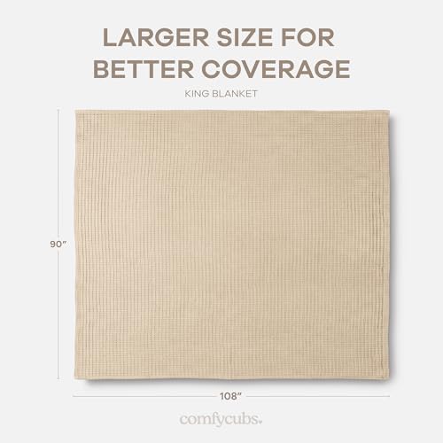 Comfy Cubs Waffle Blanket King, 247 cm x 229 cm - Lightweight & Breathable 100% Cotton Blanket - Soft Textured Thermal Weave for All Seasons - Cozy Layer for Couch, Sofa, or Bed - Sand by Comfy Cubs - Image 4