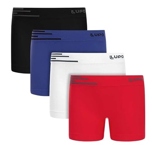 Kit 4 Cuecas Boxer Infantil Kids Menino Box Sem Costura Lupo (BR, Alfa, P, SORTIDAS)