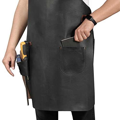 Otto Angelino Genuine Leather Cooking, Barista, Workshop Apron With Tool Pockets #TOP7