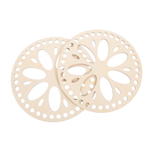 DOITOOL 2pcs Wooden Basket Bottoms for Crochet Bags Round Base for Craft Projects Unfinished for Painting Embellishing Durable Smooth Surface for Easy Use