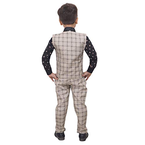 Image of ahhaaaa Boy's Cotton Waistcoat, Shirt And Trouser Set