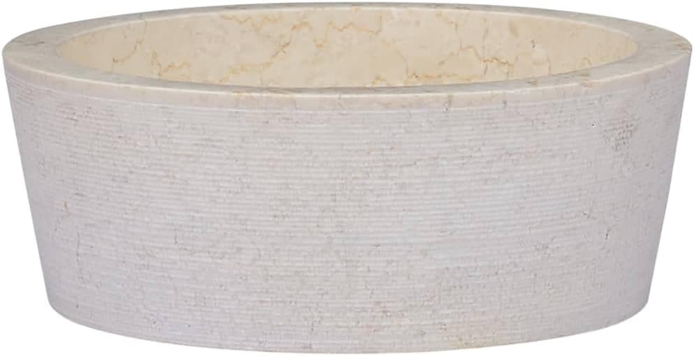 vidaXL Sink Home Indoor Bathroom Washroom Hardware Plumbing Fixture Interior Sink Wash Bowl Natural Stone Basin Vanity Vessel Cream Marble