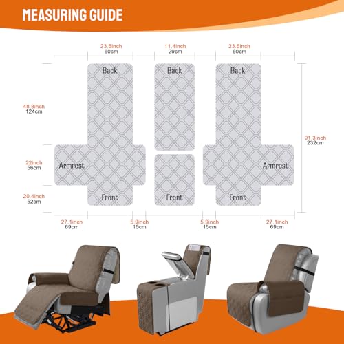 Image of VANSOFY Loveseat Recliner Cover with Console 100% Waterproof Sofa Slipcovers Non-Slip Reclining Couch Cover Split Sofa Covers Furniture Protector for Pets, Dogs(Brown)