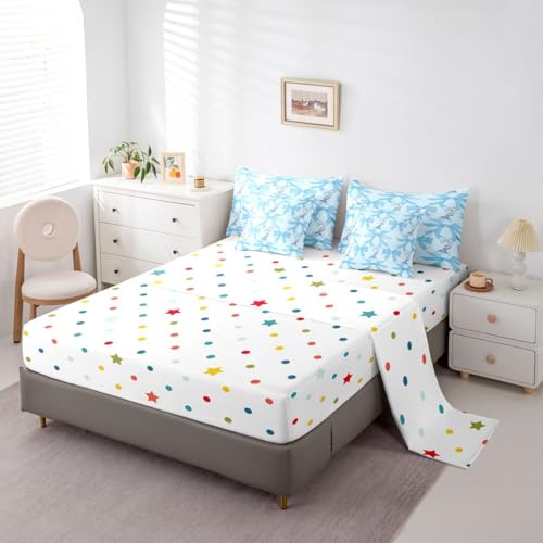 Image of Kawaii Comforter Set 7 Piece Bed in a Bag Twin | Blue Bow Bedding Sets Santa Sticks Candy Canes Comforter and Sheet Set, Dreamy Ribbon Princess Bowknot Bed Sets,Cute Aesthetic Room Decor