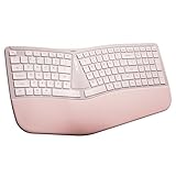 Nulea RT07B Wireless Ergonomic Keyboard - Split Keyboard, Wrist Rest, Natural Typing, Bluetooth and USB Connectivity, USB-C Rechargeable,Compatible with Windows Mac (Pink)