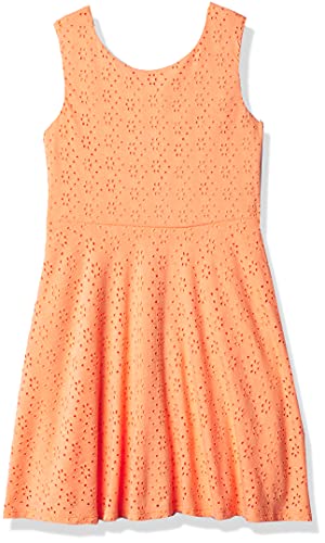 Speechless Girls' Sleeveless Fit And Flare Eyelet Dress, Coral, 7 #TOP25