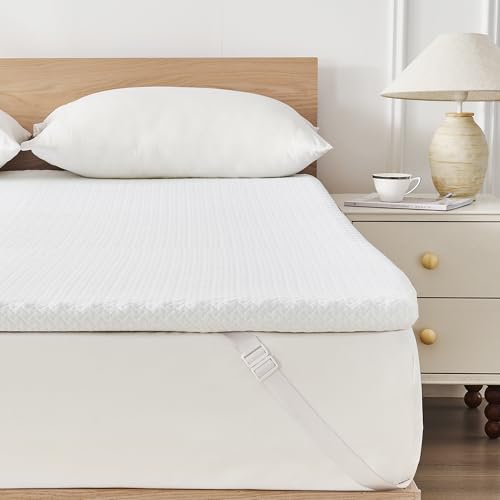 USPARK Memory Foam Mattress Topper Super King Bed 5cm (2 inch), Firm Mattress Topper with Gel Memory Foam and Machine Washable Soft Bamboo Cover (Super King Size - 180x200 cm)