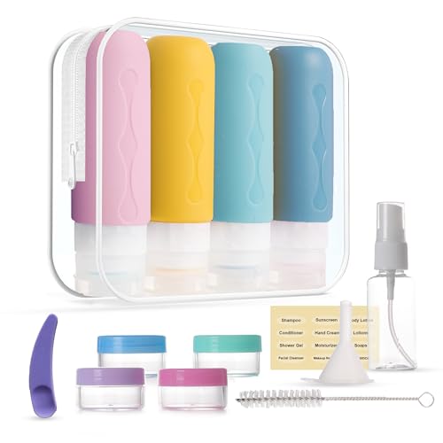 Smarthers Botes Viaje Rellenables 100ml, Botes Silicona Suave, Sin Fugas, BPA Free, Exprimibles, Boca Ancha, Ideales para Viajes, Camping, Playa, Avión - para Gel, Cremas (Incluye Accesorios)