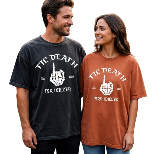 Image of Anniversary Matching Shirts, for Couple, Heart Design T-Shirt Set, Wedding Present, Honeymoon Outfit