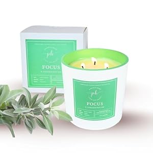 Luxury Candle for Focus & Concentration, Manifesting Vibrational Energy Candle, 100% Essential Oil, Soy Wax, 400g, 60 hrs of Burn time