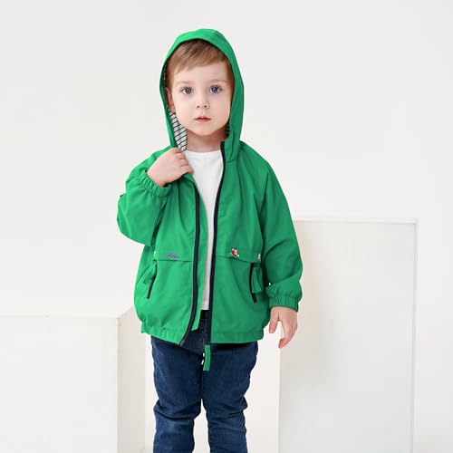 Image of Volunboy Toddler Boys Windbreaker Casual Outerwear Kids Lightweight Zip Hooded Jacket Baby Cute Dust Coat