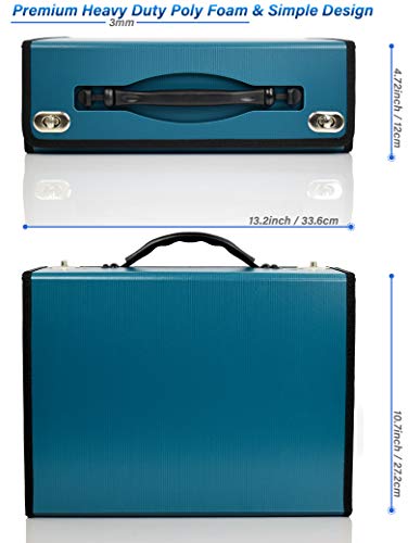 CNK Organizador de arquivos sanfonado – Pasta azul-petróleo com 36 bolsos com alça ergonômica, fivel