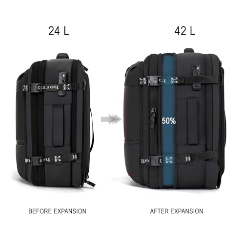 Image of HORNBULL Tuscany Travel Backpack for Men 40L & Upto 17.3-inch Laptop Backpack Shockproof with USB & Type-C Port TSA Lock, Multi-Layer 1680D Polyester, Expandable Backpack for Weekend Office & Travel