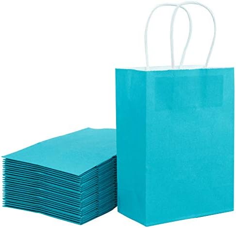 Loveinside 21x11x27 cm Paper Bags Medium Kraft White Gift Bags Bulk with Handles for Birthday Wedding Party Favors 25pcs/ SET