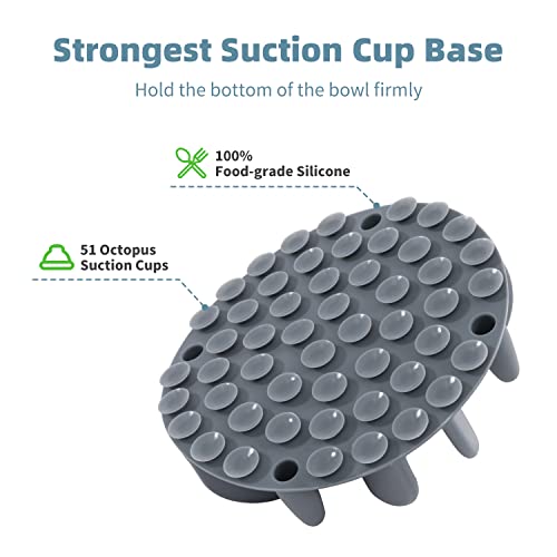 Jaoul Slow Feeder Dog Bowls Insert, Puzzle Slow Feeder With 51 Octopus Suction Cups For Medium Large Size Dog Bowls Over 6.5" Wide (Grey) #TOP2