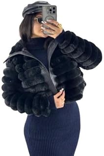 جاكيت فرو نسائي قصير وان سايز مناسب حتى 80 كجم.د (High-Waist)، كوليكشن 25/26