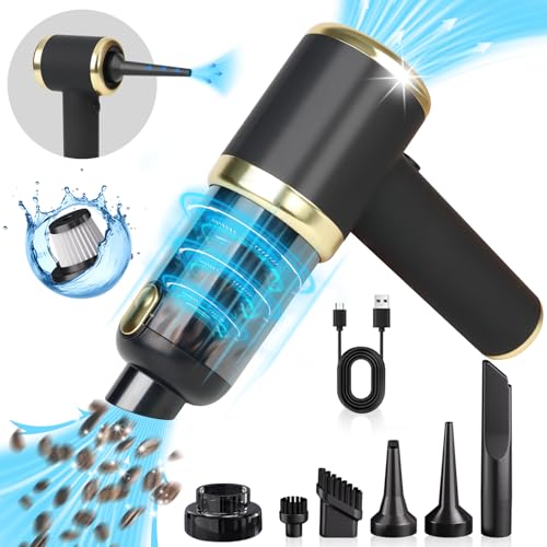 cagulax High Power Cordless Car Vacuum – Portable Hand Held Vacuum Cleaner (Black-Gold)