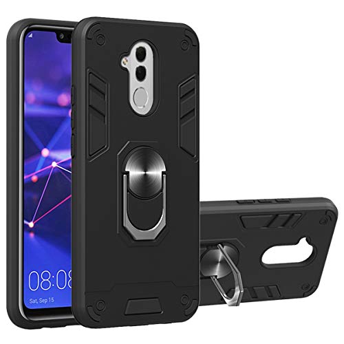 MOONCASE Case for Huawei Mate 20 Lite, Hard PC + Soft TPU Two-in-One Design with 360 Degree Rotating Metal Magnetic Ring Bracket Case for Huawei Mate 20 Lite 6.3" (Black)