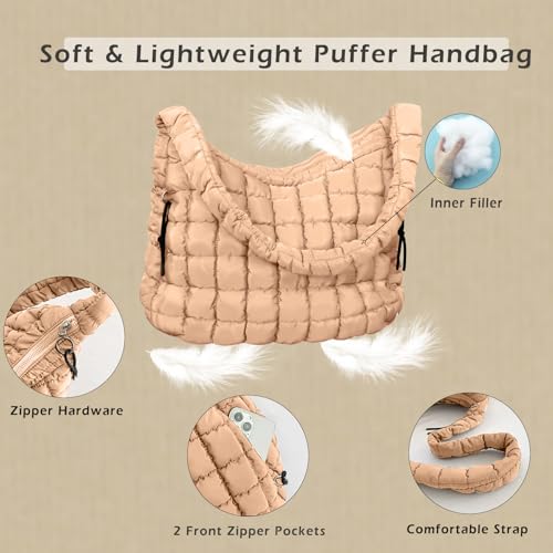Image of Puffer Hobo Bag for Women Large Quilted Puffy Handbag Lightweight Quilted Carryall Shoulder Bag for Work Travel Gym