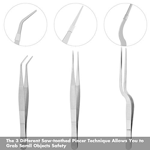 image for Cridoz 6 Pcs Stainless Steel Kitchen Cooking Tweezers Precision Tongs 