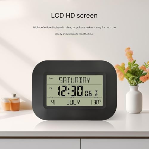 Reloj de pared con pantalla LCD digital indicador de temperatura y mes 3