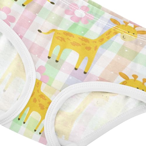 Wusikd Cute Giraffe Girls Underwears Cotton Flowers Pink Girls Briefs Soft Toddler Underwear 5T4