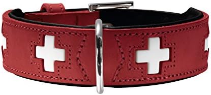 Hunter Swiss Organic Leather Collar, 65, Red/Black