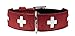 HUNTER Swiss Verstellbare Führleine für Hunde, Leder, hochwertig, Schweizer Kreuz, 1,8/200 cm, rot & Swiss Hundehalsband, Leder, hochwertig, Schweizer Kreuz, 65 (L), rot/schwarz