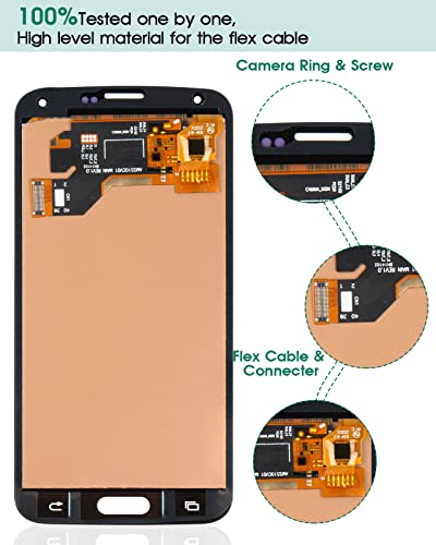 For Samsung Galaxy S5 Screen Replacement G900 Lcd Screen Replacement Sm-G900F Lcd Display Sm-G900I Touch Digitizer Compatible With Sm-G900T,Sm-G900A,Sm-G900D Assembly Repair Parts(Not Original Black) #TOP5