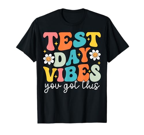 Test Day Vibes Retro Groovy Testing Day Teacher Student T-Shirt