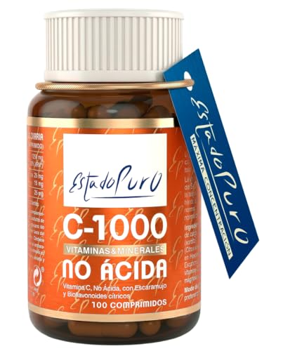 Vitamina C No Ácida 1000 mg Estado Puro | 100 Comprimidos con Escaramujo y Bioflavonoides Cítricos | Alta Absorción - No Irritante | Calidad Tongil (Pack 2)