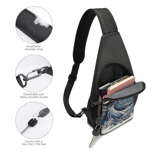 Morrales Sling Bag Azul para Senderismo y Uso Diario miniatura 3
