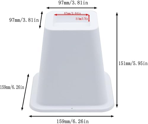 Vista 3 de HomeRoots Elevadores ajustables para muebles de cama, plástico resistente de 3, 5 u 8 pulgadas, elevadores blancos para cama y sofá, juego de 4