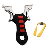 Huntcool Flat Rubber Band Slingshot Catapult with Adjustable Aiming Points 304 Stainless Steel Accurate Shooting for Small Animals Fishing Hunting Target Outdoor Games with 6 Pcs Rubber Bands (Red)