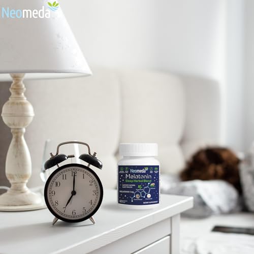 Neomeda Melatonin Sleep Herbal Blend - Natural Sleep Aid with 5mg Melatonin + Valerian, Chamomile, Passion Flower & Peppermint - Drug-Free Sleep Supplement, 60 Capsules - Image 8